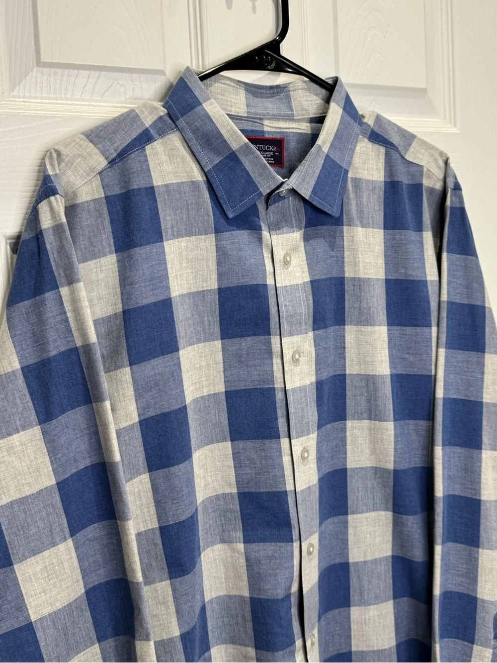 UNTUCKit Slim Fit Men’s XXL Long Sleeve Button Down Blue White Checkered - Picture 4 of 5